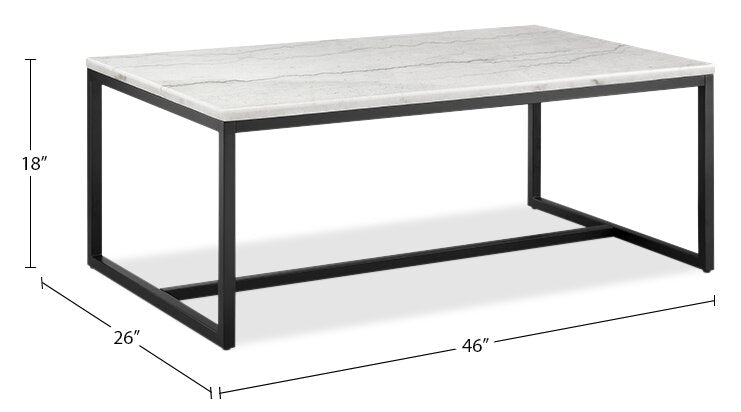 Webber 46\" Modern Marble Coffee Table - White