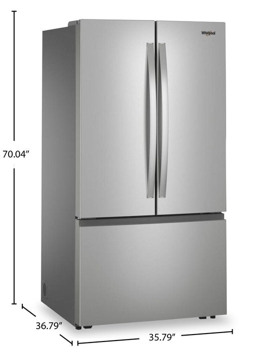 Whirlpool 36\" 30.5 Cu. Ft. French-Door Refrigerator with Interior Water Dispenser - Stainless Steel - WRFF3336SZ