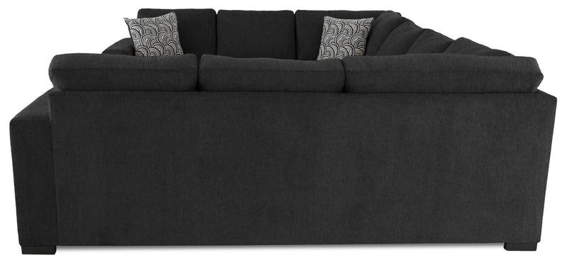 Made in Canada Legend 3-Piece Chenille Fabric Sleeper Sectional - Pepper Grey