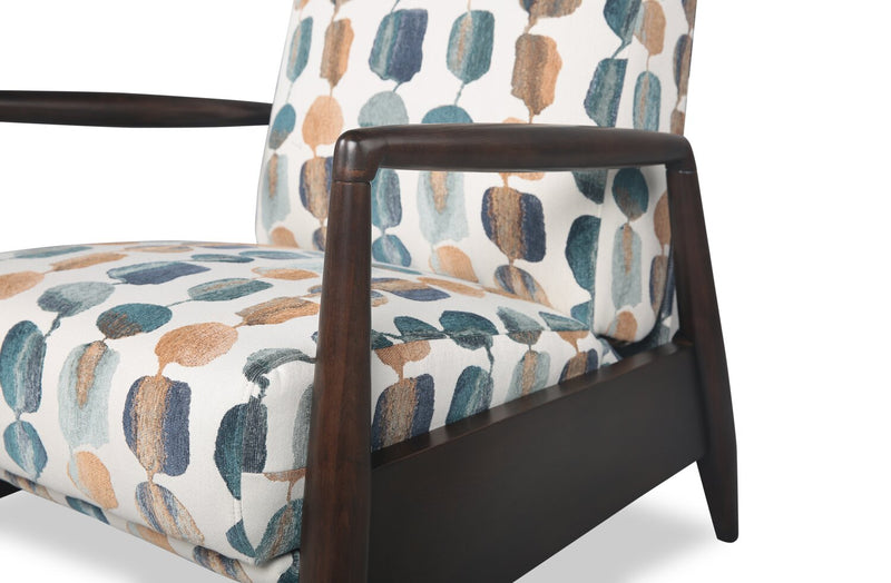 Raven 28.5\" Chenille Fabric Pushback Reclining Accent Chair - Teal Multicolour