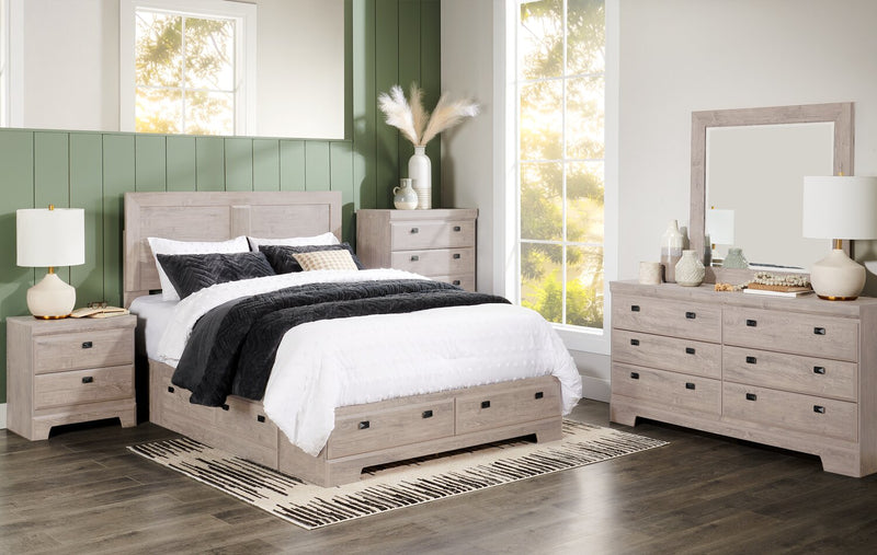 Yorkdale 6-Drawer Platform Bed with Headboard & Storage Frame, Made in Canada, White - Queen Size