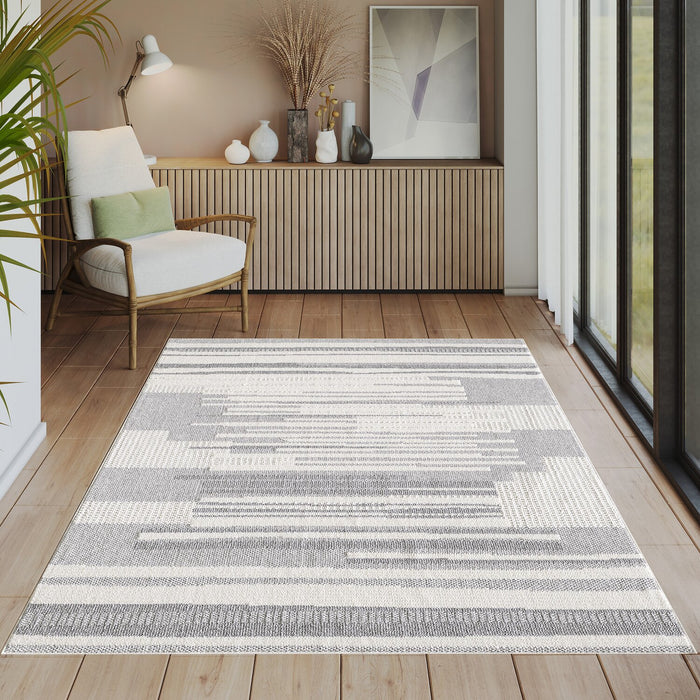 Rhodes Checkered Grey Area Rug - 5'3\" x 7'7\"