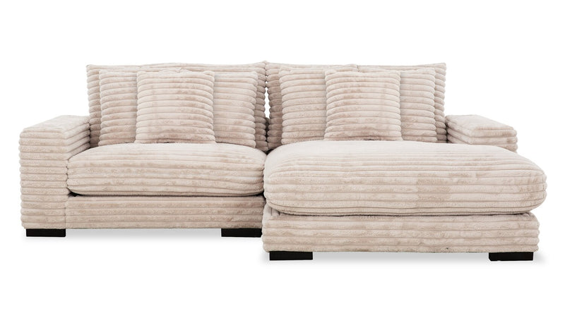 Alto 2-Piece Ultra Plush Faux Fur Fabric Sectional with Dual Cupholders and USB Ports - Mink Taupe