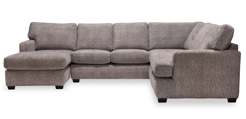 Made in Canada Luxe 3-Piece Left-Facing Fabric Sectional with Removable Cushions - Zaftig Dove Grey