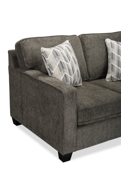 Made in Canada Lennox 57\" Chenille Fabric Loveseat with Reversible Cushions and Accent Pillows - Grey