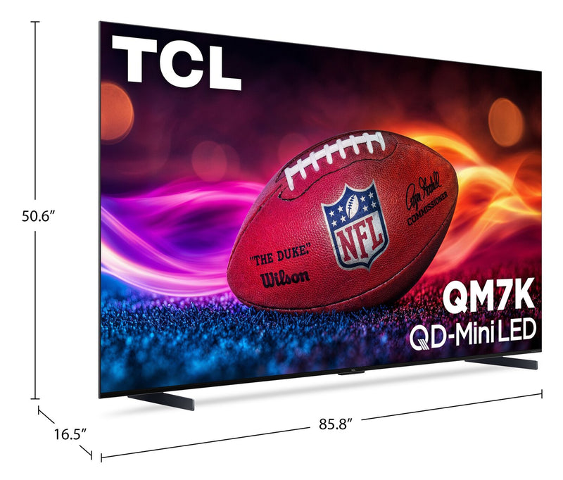 TCL 98\" QM7K QD Mini-LED QLED 4K UHD Smart Google TV (98QM7K) - 2025 Model