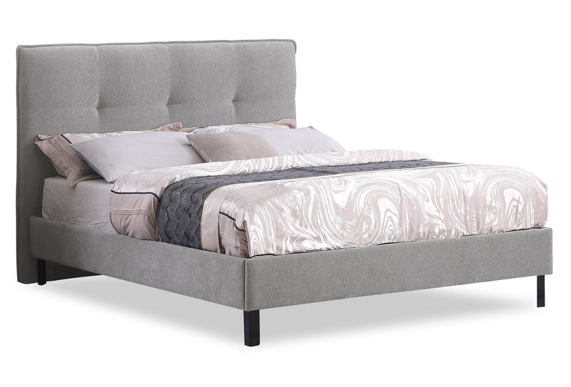 Amos Upholstered Headboard in Grey Fabric, Tufted - Full Size