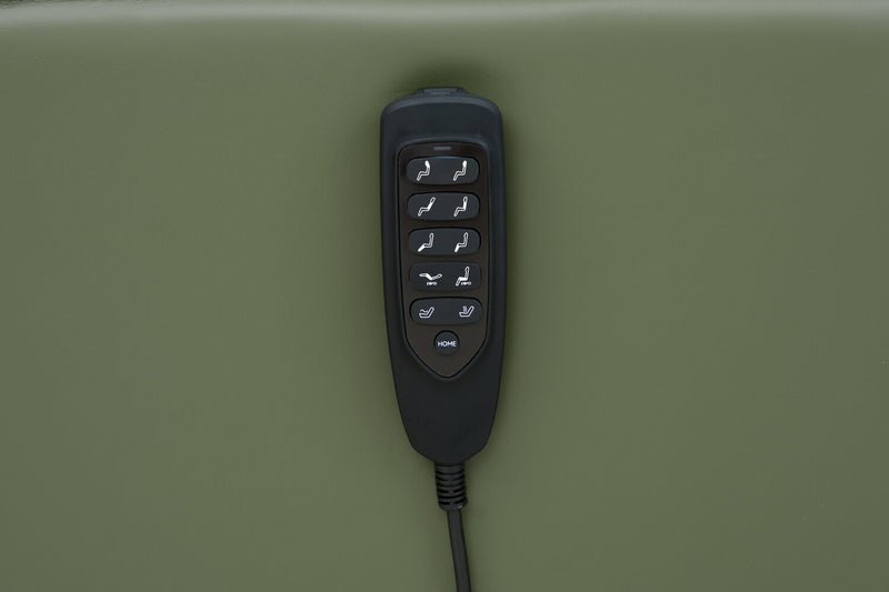 Serene 31\" Genuine Leather Power Reclining Massage Chair with Power Headrest and Heated Seat - Green