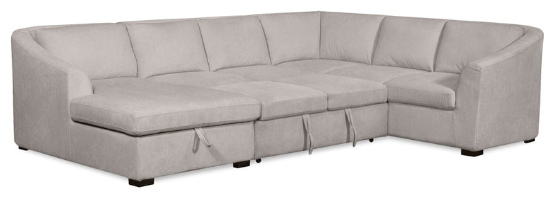Envy 3-Piece Left-Facing Chenille Fabric Sleeper Sectional with Storage Chaise - Fog Grey