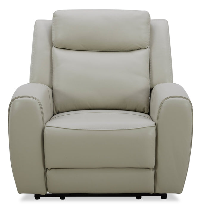 Reign 41.25\" Top-Grain Genuine Leather Power Reclining Chair with USB Port - Deltona Moonshine Taupe