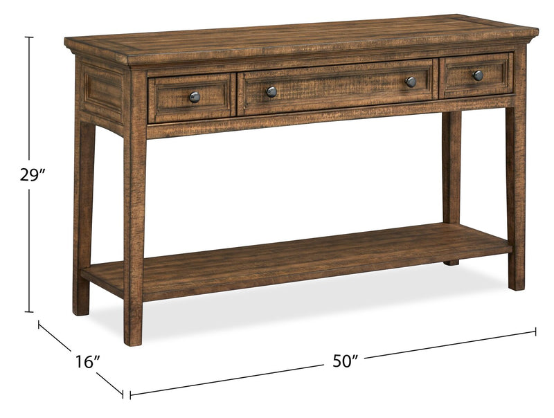 Hanson 50” Traditional Pine Sofa Table with Storage - Toasted Nutmeg