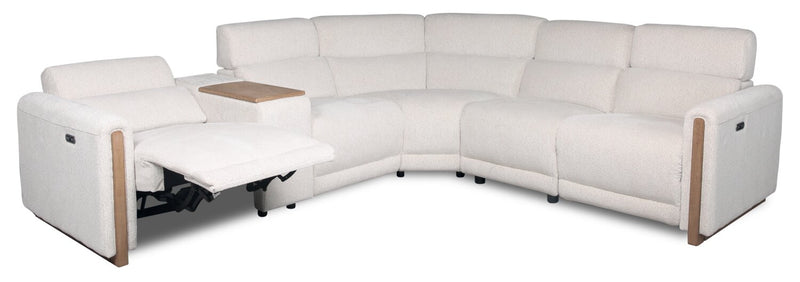 Sable Modular 6-Piece Chenille Fabric Power Reclining Sectional with Power Headrests and USB Port - Alabaster White