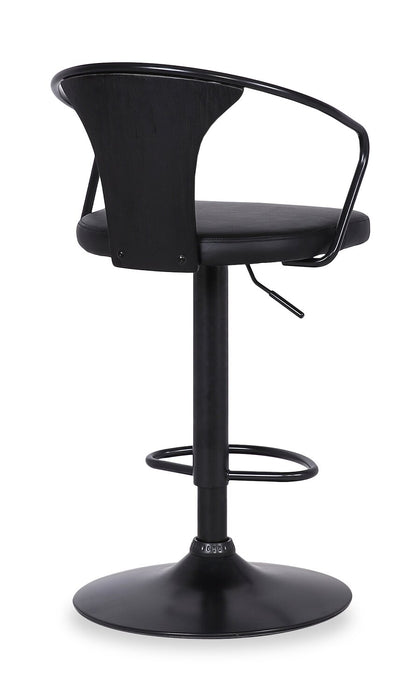 Hero Barstool with Swivel & Adjustable Seat, Vegan Leather Fabric, Metal - Grey