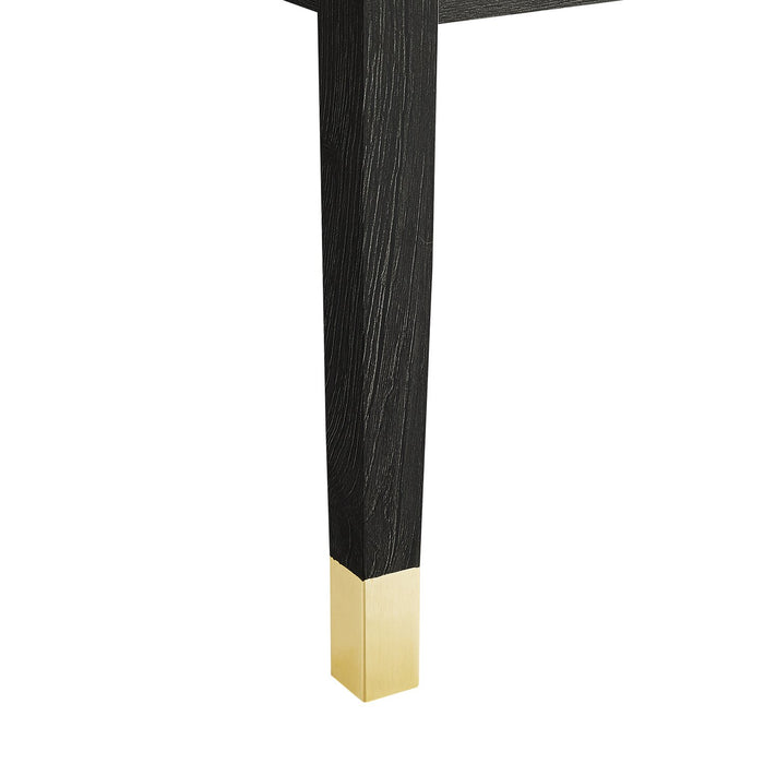 Alia Bedside 2-Drawer Nightstand with Gold Accent, 18\"W x 25.75\"H - Black