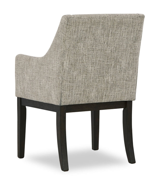 Metro Dining Arm Chair with Polyester Fabric - Beige & Brown