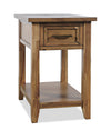 Nathan 16\" Rustic Chairside Table with Storage, Shelf and USB Port - Light Brown