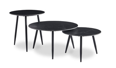 Delancey 31.5" Modern 3-Pack Coffee + 2 End Tables - Black|Ensemble 3 tables modernes Delancey de 31,5 po (table à café et 2 tables de bout) - noir