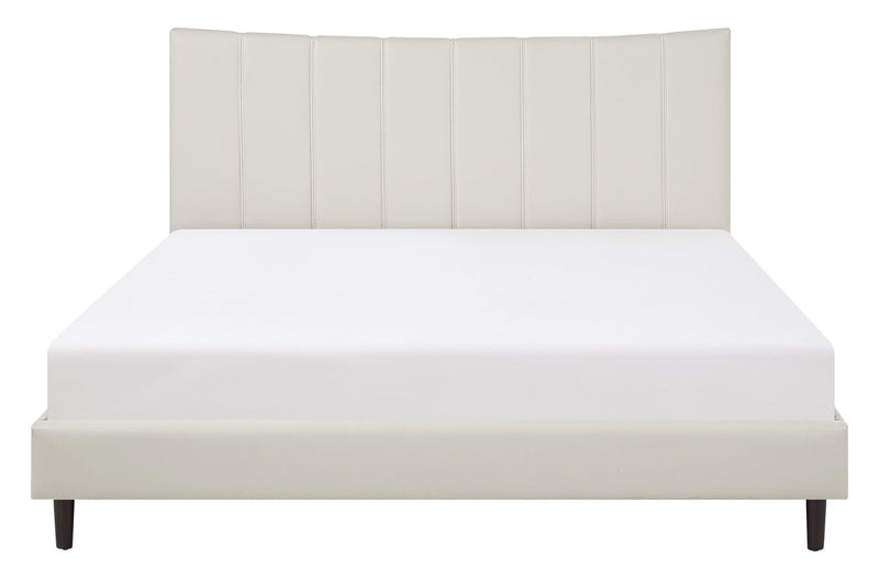 Paseo Platform Bed in Taupe Vegan-Leather Fabric - King Size