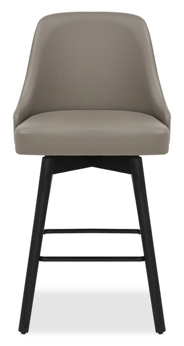 Nash Counter-Height Stool with Swivel Seat, Vegan Leather Fabric, Metal - Taupe