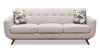 Kort & Co. Freeman 88\" Linen-Look Fabric Sofa with Wood Base and Tufted Back Cushions - Dove White