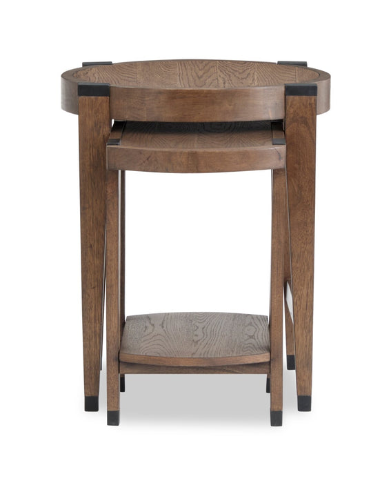 Gordon 22” 2-Piece Round Solid Wood Nesting Accent Table - Brown