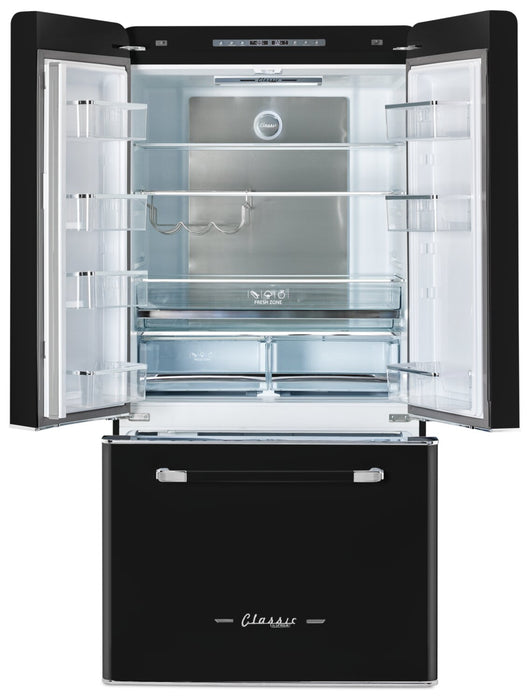 Classic Retro by Unique 36\" 21.4 Cu. Ft. Counter-Depth Refrigerator - Midnight Black - UGP-595L B AC