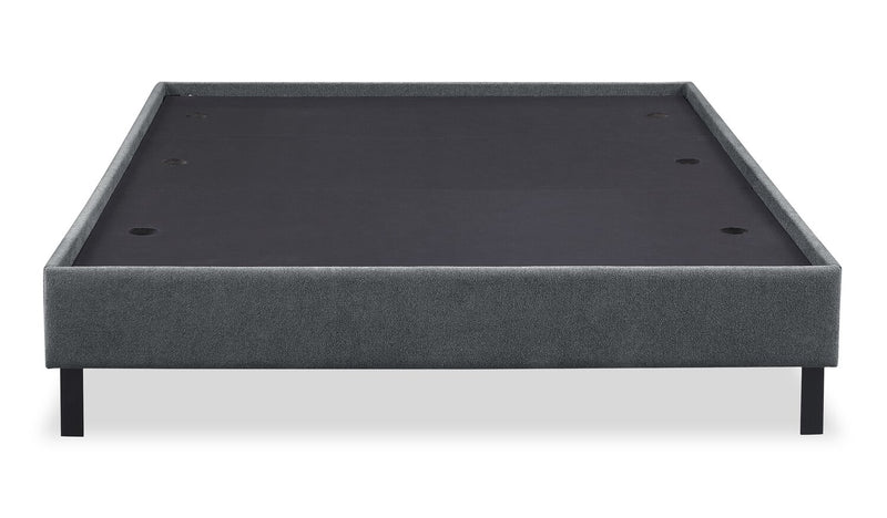 Amos Upholstered Platform Bed in Charcoal Fabric with Channelled Headboard - Queen Size