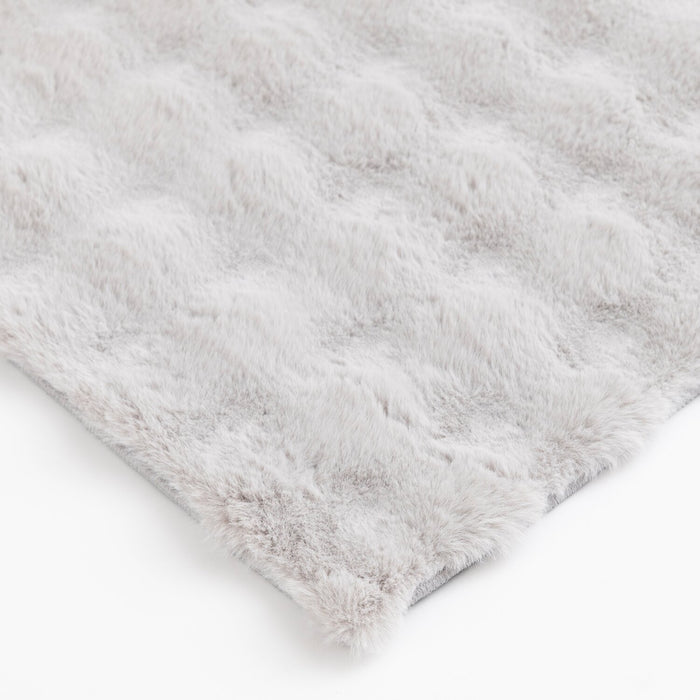 Faux Fur Bubble Light Grey Area Rug with Memory Foam Backing - 5' x 7'