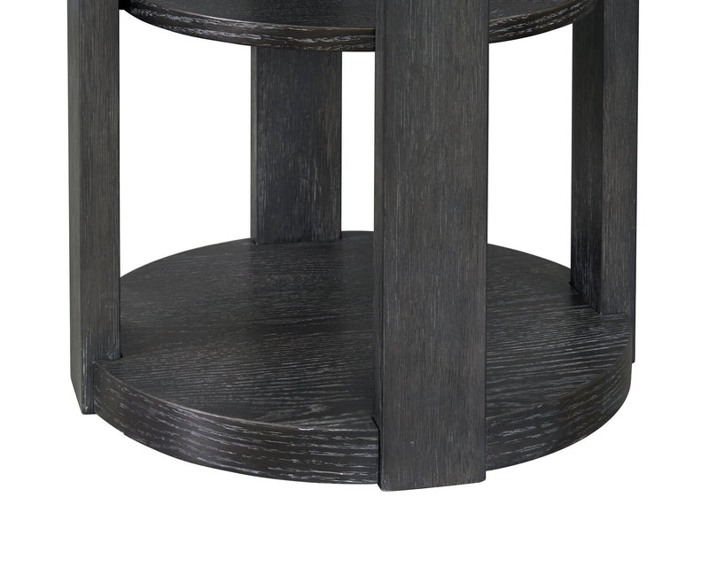 Declan 18\" Modern Round End Table with Shelf - Black