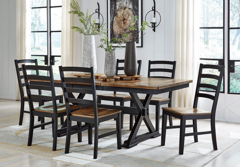 Raven Dining Table, 60-78\"W Self-Storing Butterfly Leaf Extension - Two-Tone Black & Brown
