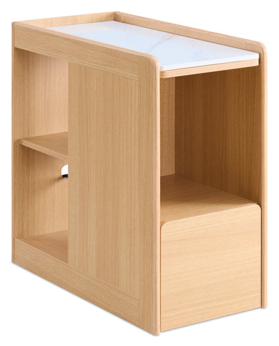 Liam 23.5" Accent Table with Sintered Stone Top and Drawer– Harvest Oak | Table d’appoint Liam de 23.5 po avec dessus en pierre frittée et tiroir - chêne récolte