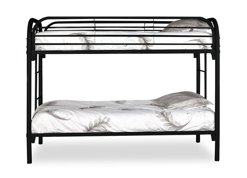 Logan Bunk Bed with Ladders & Guard Rail for Kids, Black Metal - Twin/Twin