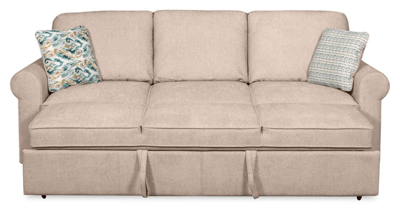 Scott Living Haven 96\" Chenille Fabric Sleeper Sofa with Wood Legs - Taupe