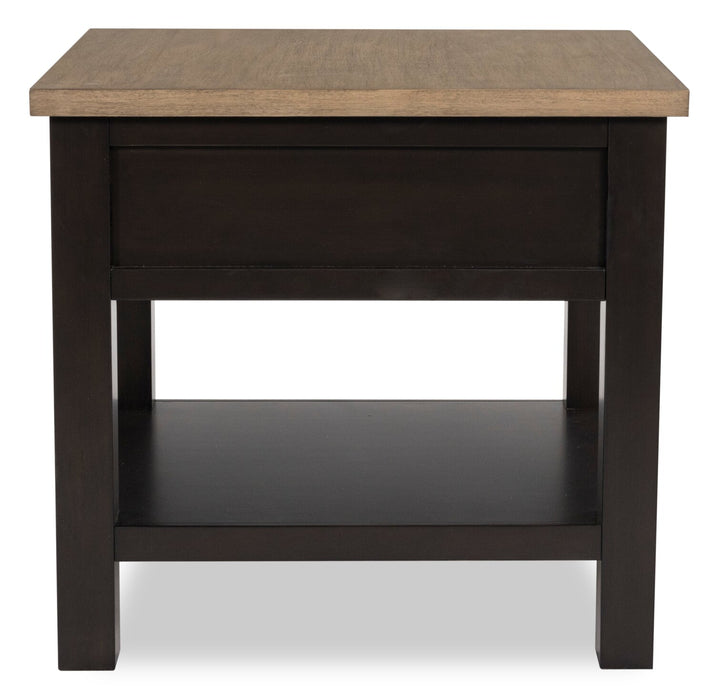 Wells 24\" Solid Wood End Table with Storage and Shelf - Two Tone Brown