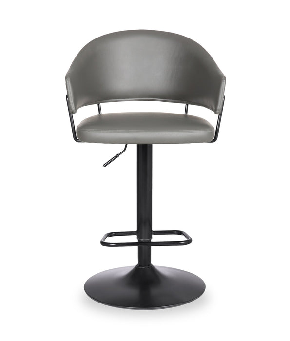 Odin Barstool with Swivel & Adjustable Seat, Vegan Leather Fabric, Metal - Grey