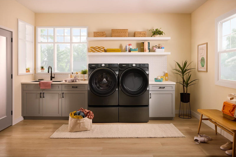Whirlpool 5.2 Cu. Ft. Smart Front-Load Washer and 7.4 Cu. Ft. Gas Dryer - Volcano Black