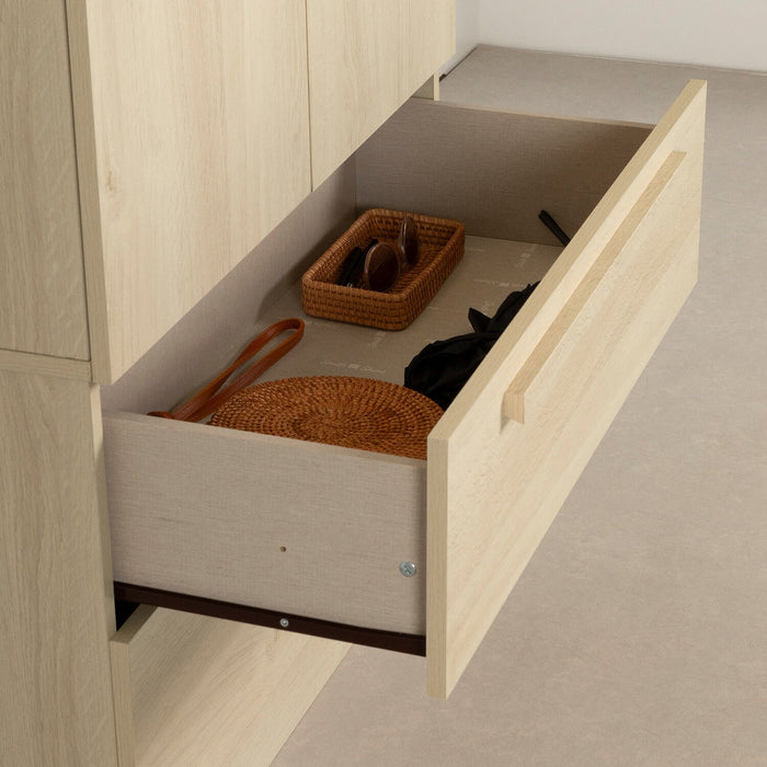 Alex Bedroom 2-Drawer Chest with Storage Cabinet, 33\"W x 68.5\"H - Natural