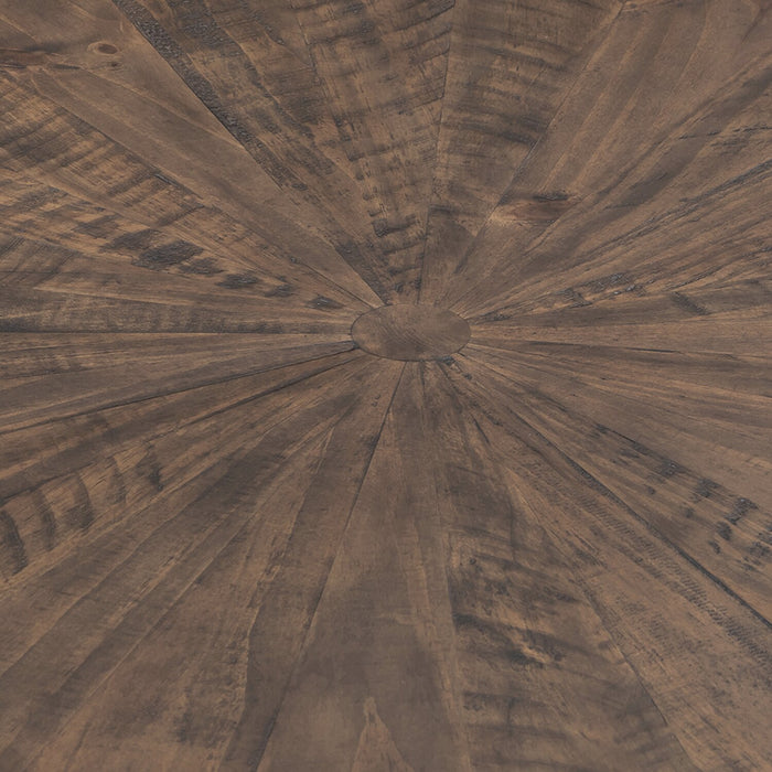 Kort & Co. Sol 38” Rustic Round Solid Pine Wood Coffee Table - Brown
