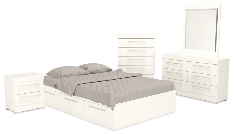Riley Mates Bed with 3-Drawer Storage for Kids, Made in Canada, White - Full Size