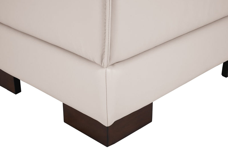 Citadel 28\" Top-Grain Genuine Leather Ottoman with Wood Legs - Frost White