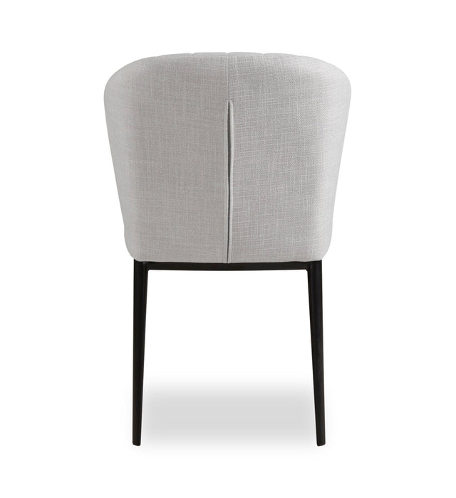 Zoe Dining Chair with Polyester Fabric & Channeled Tufting, Metal - Grey