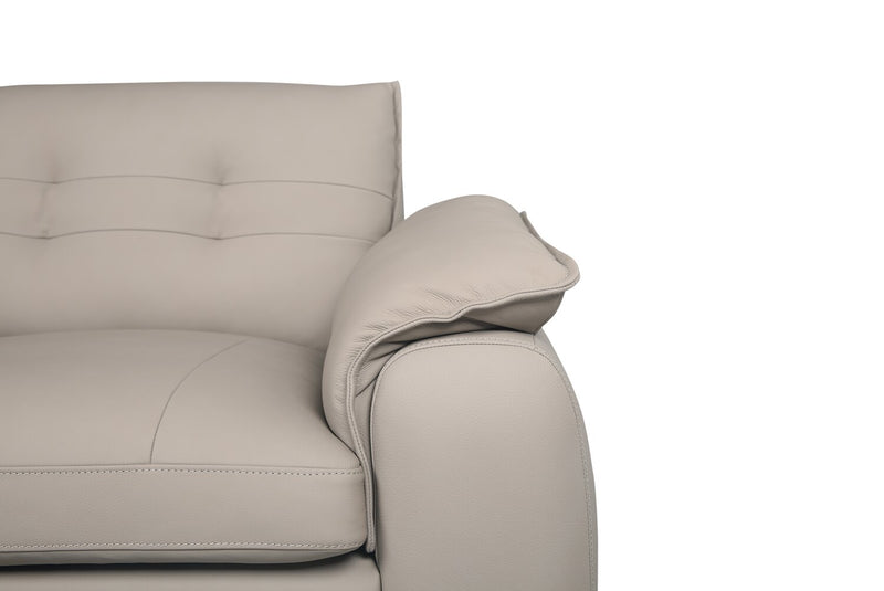 Raya Modular 5-Piece Left-Facing Genuine Leather Sectional with Storage Console and Wood Legs - Stone Beige