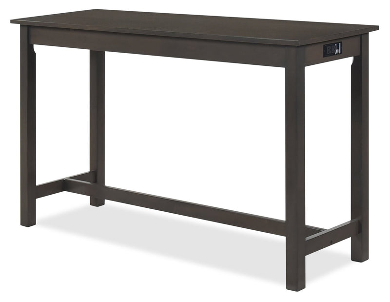 Noah 60” Modern Sofa Table with 3 Counter-Height Stools and USB Ports - Grey
