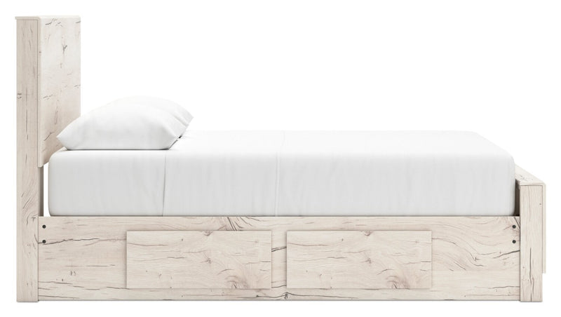 Derekson Storage Bed with 2 Built-In Side Drawers, Rustic White - Full Size