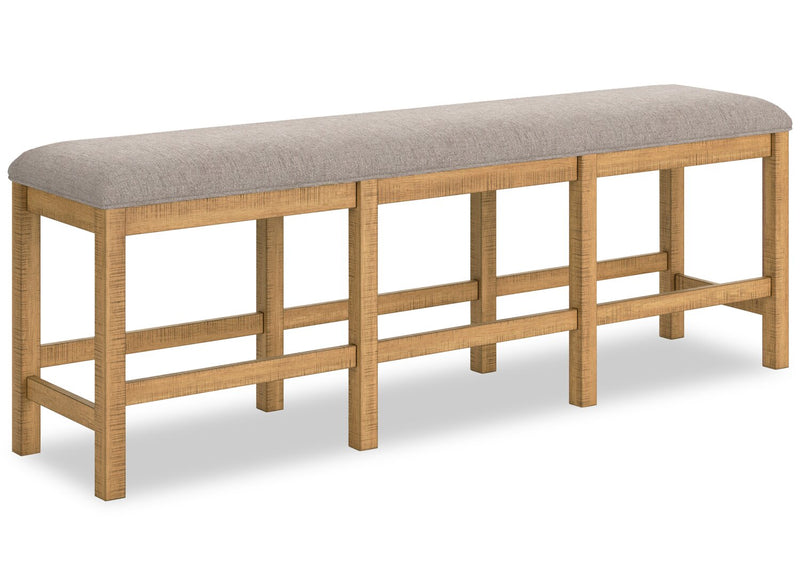 Archer Counter-Height Dining Bench with Fabric Seat, 72\"W - Light Brown