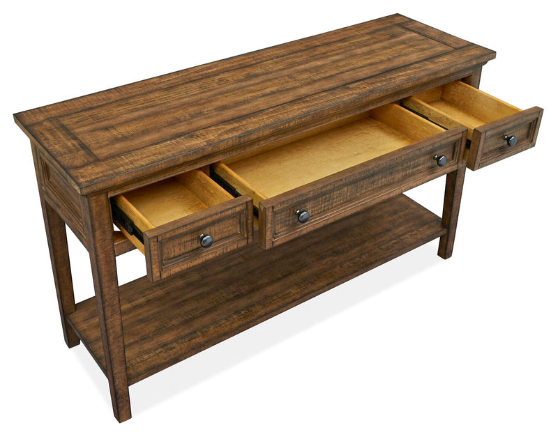 Hanson 50” Traditional Pine Sofa Table with Storage - Toasted Nutmeg