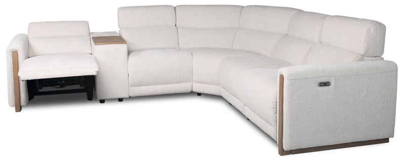 Sable Modular 6-Piece Chenille Fabric Power Reclining Sectional with Power Headrests and USB Port - Alabaster White