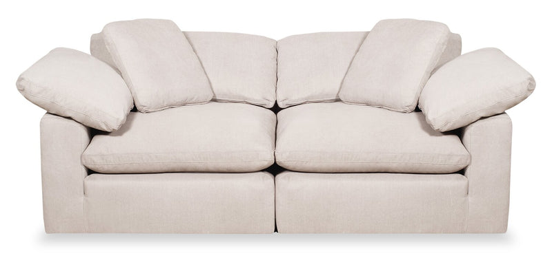 Eclipse Modular 86\" Linen-Look Fabric Loveseat with Reversible Feather Down Cushions - Linen Beige