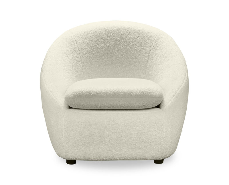 Lola 28.7\" Chenille Boucle Fabric Curved Accent Chair with Removable Seat Cushion - White