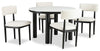 Jolie 5pc Dining Set with Table & 4 Chairs, Marble-Look Top, Melamine, 45\"W Round - White & Black